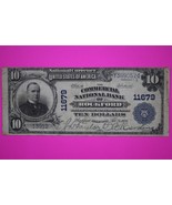 1902 $10 Ten Dollars National Currency Commercial Bank Of Rockford Illin... - $329.99