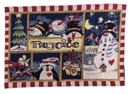 Holiday Christmas Tapestry Single Placemat 12.5”x18.5” Snowman Penguin T... - $162.69 MXN