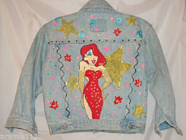 Gap Girls Jacket Hand Painted Roger Rabbit Jessica Blue Denim size Small - £37.34 GBP