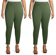 2 Knit Pull On Pant 5X Woman Size 32W 34W Pockets Green Relaxed Fit Stre... - £11.75 GBP