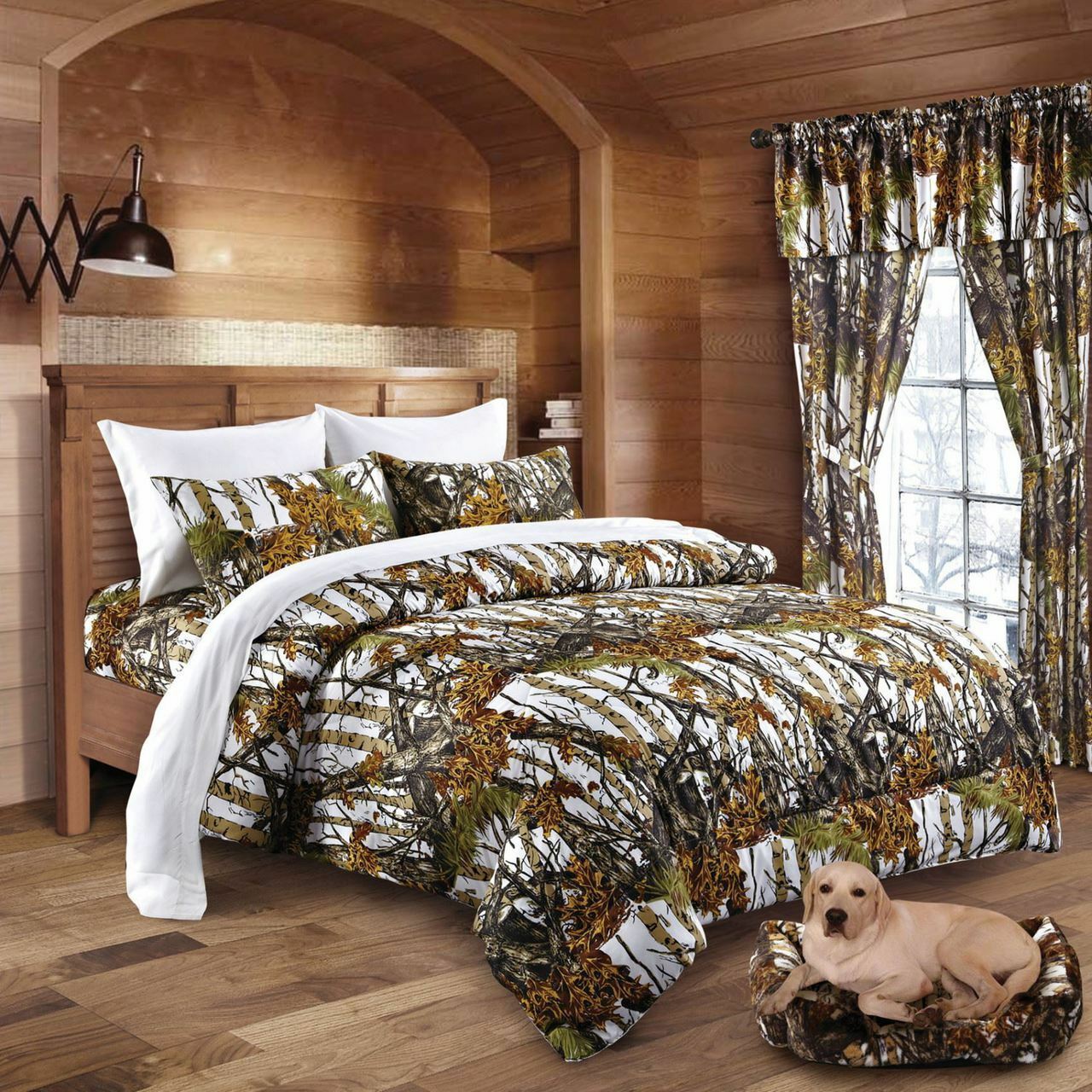 Primary image for KING WHITE!! CAMO BEDDING 6 PC CURTAINS COMFORTER ONLY CAMOUFLAGE NO SHEETS