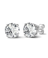 14K White Gold Silver Round Cubic Zirconia Push Back Stud Earrings 4.00Ctw - $39.58