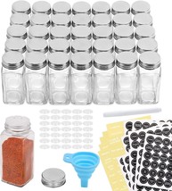 Aozita 36 Pcs. Glass Spice Jars With Spice Labels - 4 Oz Empty Sq.Are Spice - £35.93 GBP