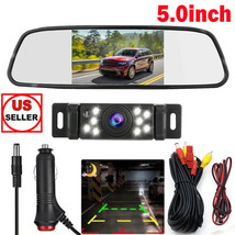5.0&quot; Backup Camera Mirror Car Rear View Reverse Night Vision Parking System Kit - £50.35 GBP
