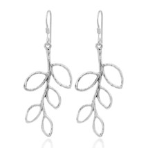 Gorgeous Swinging Leafy Olive Branch Sterling Silver Dangle Earrings - £10.59 GBP