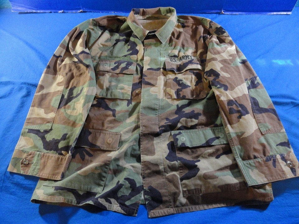 USGI BDU WOODLAND CAMO MENS COMBAT COAT JACKET LARGE LONG 45TH INFANTRY ... - $27.26