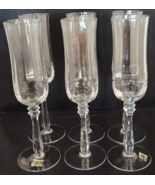 Mikasa Seville Fluted Champagne Glasses Heavy Rib Optic Set of 6 Vintage - $187.00
