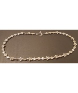 Beaded necklace with silver flower beads, silver toggle clasp, 22 inches... - £10.60 GBP