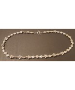 Beaded necklace with silver flower beads, silver toggle clasp, 22 inches... - $25.98 CAD