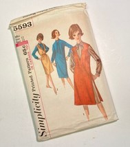 Simplicity 5593 Jumper Shift Dress Long Sleeve Miss 12 Bust 32 Vintage 1964 Cut - £7.82 GBP