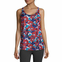 Xersion Women&#39;s Side Rouched Tank Top Size MEDIUM Winslet Flower Red NEW - £15.39 GBP