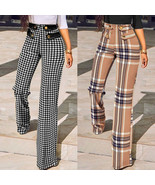 Autumn Casual Buttoned High Waist Wide Leg Tailored Pants - $40.95