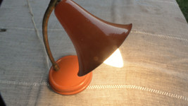 Vintage Soviet USSR Metal Small Gooseneck Table Lamp About 1975 Orange Color - £37.82 GBP