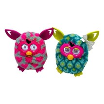 Furby Boom Hasbro Lot 2 Blue Peacock and Pink Hearts Working Talking 2012 - $76.77