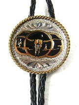 Silver Tone Gold Tone Black Longhorn Skull Bolo Leather Cord Unbranded 1... - £58.42 GBP