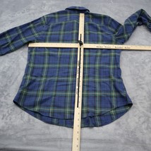 LL Bean Shirt Womens S Blue Green Plaid Long Sleeve Button Up Wrinkle Resistant - £17.78 GBP