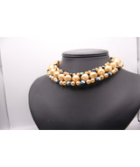 Vintage Lucite Pearls &amp; Blue Faceted Aurora Borealis Beads Choker #! - $17.61 CAD