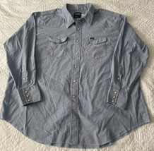 Wrangler Pearl Snap Shirt Mens 20-35 Long Sleeve Blue Western Pocket Vintage XXL - £15.96 GBP