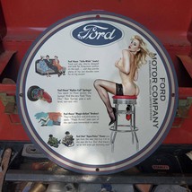 Vintage 1953 Ford Automobile Motor Company Porcelain Gas & Oil Pump Sign - $125.00