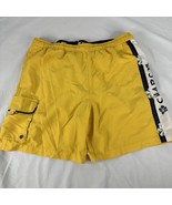 Chaps Swim Trunks Shorts Mens Large Yellow Elastic Waist Logo Leaves Poc... - $284.15 MXN