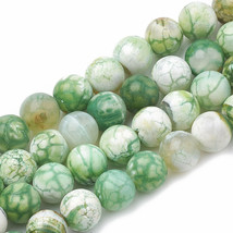 10 Crackle Agate Gemstone Beads Striped Green Mix Jewelry Supplies 8mm - £3.41 GBP
