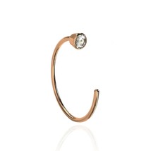 9 Ct Solid Gold 1.5mm Round Cut Bezel Setting CZ Open Hoop Nose Piercing Ring - £69.73 GBP
