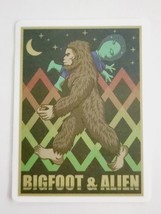 Bigfoot &amp; Alien Multicolor Funny Alien Over Sasquatch Shoulder Sticker Decal Fun - £1.77 GBP