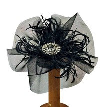 Vintage Whittall Shon Black Headband Hat Headpiece Rhinestones Feathers Derby - £52.85 GBP