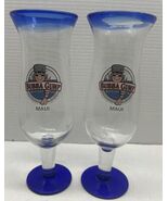 20oz Bubba Gump Shrimp Co Hurricane Glass Hand Blown MAUI Cobalt Blue Ri... - $12.86