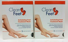 LOT 2 Clean Feet Exfoliating Foot Treatment Mask 3 Pairs Gel Socks Softe... - $460.63 MXN