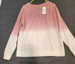 Womens Old Navy Ombre Crew Neck Sweatshirt Pink/White Sz Large NWT - $21.73