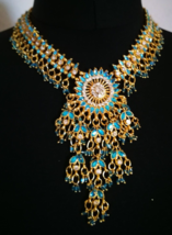 Indian Choker Necklace Women Gold Tone Rhinestone Chunky Ethnic Tribal Jewelry - £23.94 GBP