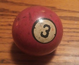 Vintage Clay #3 Pool Billards Ball Red Antique Classic - $29.99