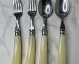 4pc vintage flatware Jean Dubost France stainless bistro ivory spoon fork - $44.55