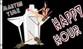 NEW MARTINI HAPPY HOUR DRINKING 3X5 FLAG PARTY ADVERTISING FL511 DRINK S... - $6.64