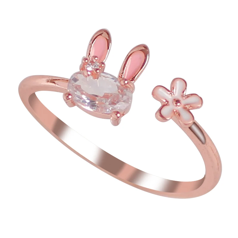 Hot Selling Fashion Jewellery Women&#39;s Ring Cute Rabbit Animal Rings Opening Adju - £11.24 GBP