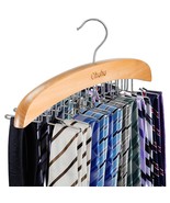 Tie Rack, Ohuhu 24 Hook Holder Tie Hanger Organizer for Closet Wooden Be... - £15.68 GBP