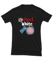 Independance Day TShirt Red White Boom, Patriot, 4th July Black-V-Tee  - £17.60 GBP