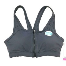 Marika High Impact Sport Bra Small Front Zip Gray Racerback Keyhole Dry Wicking - £18.67 GBP