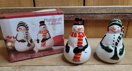 Pfaltzgraff Collectibles Snowman Folk Hand-Painted Sculpted Salt &amp; Peppe... - $24.07 CAD