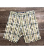 Pendleton Mens Size 36 Green &amp; Blue Plaid Flat Front Casual Chino Shorts - $22.23