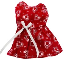 Red Heart Print Valentine&#39;s Theme Handmade Dress fits 14.5&quot; WellieWishers Dolls - £7.17 GBP