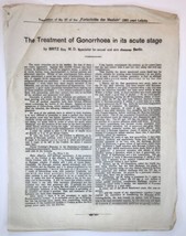 Antique Document The Treatment of Gonorrhoea in its acute stage Britz M.D. - $50.00