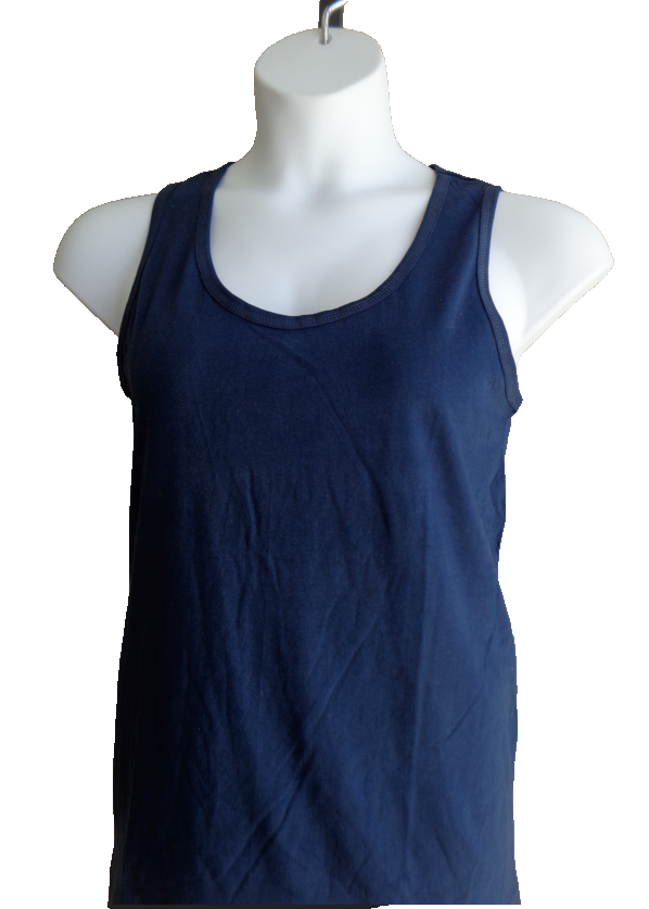 New Ellos  M  Tank Top Cotton Scoop Neck  Wide Strap Full Back Navy - $4.94