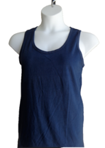 New Ellos  M  Tank Top Cotton Scoop Neck  Wide Strap Full Back Navy - £3.94 GBP