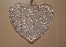 spun glass heart, set of 8 glass hearts, vintage victorian heart ornament - $15.00