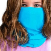 Halloween Kids Solid Face Mask Neck Gaiter Girls Headband Hood Multi Blue - $7.92