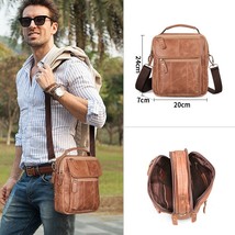 Men Vintage Handbags Genuine Leather Flap Men&#39;s Shoulder Messenger Bag C... - £93.44 GBP