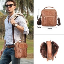 Men Vintage Handbags Genuine Leather Flap Men&#39;s Shoulder Messenger Bag Casual Of - £89.01 GBP