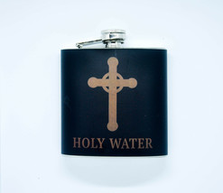 HIP FLASK Stainless Steel HOLLY WATER 6oz 170 ml with Screw Cap - £14.97 GBP